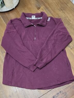 PINK Victoria's Secret Half-Zip Sweater - Burgundy Wmns Size S